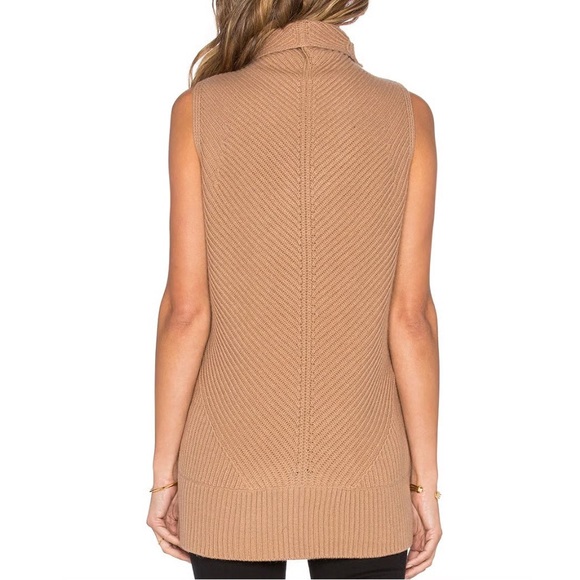 Vince Camel Sleeveless Mock Neck Tunic Sweater Wool Cashmere Size Medium - Picture 2 of 5